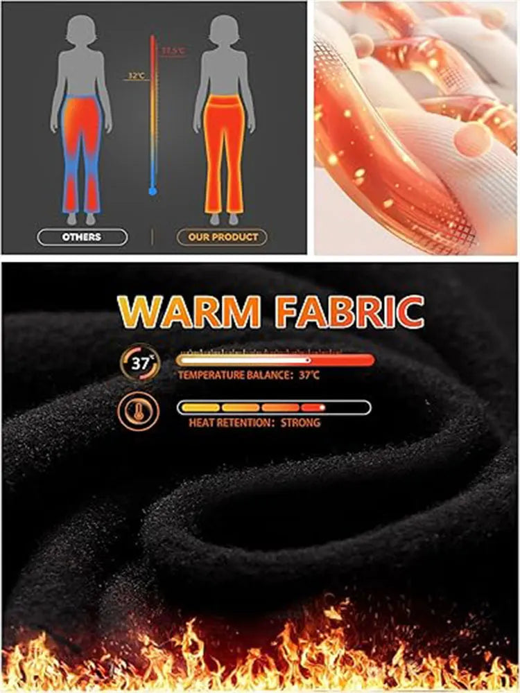 Fleece Solid Color Flared Pants Are Elegant Winter  Thermal Pants They Are Thick And Form Fitting Suitable For Casual Occasions