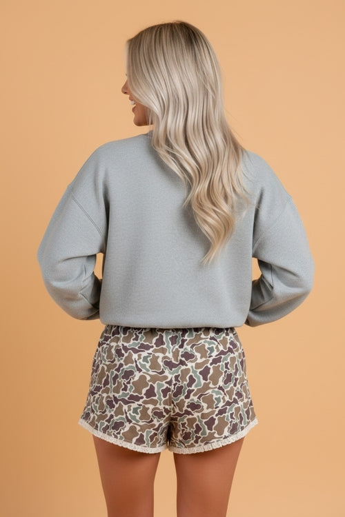 Camo Ruffle Hem Boxer Shorts